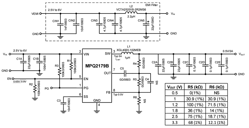 Schematic - Monolithic Power Systems (MPS) EVQ2179B-QH-00A Evaluation Board